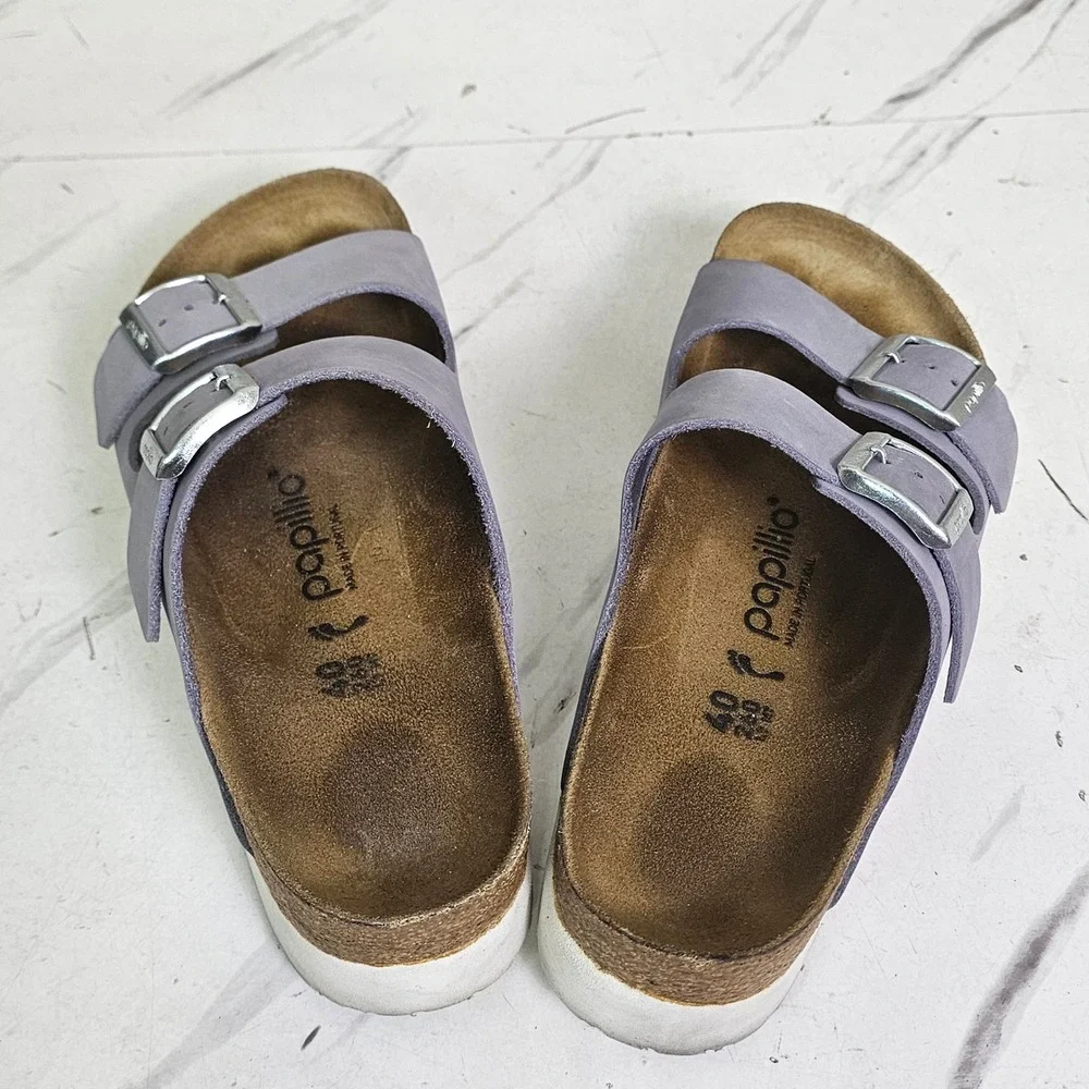 Papillio by Birkenstock Arizona Platform Sandals Lavender Purple Leather 40 L9
